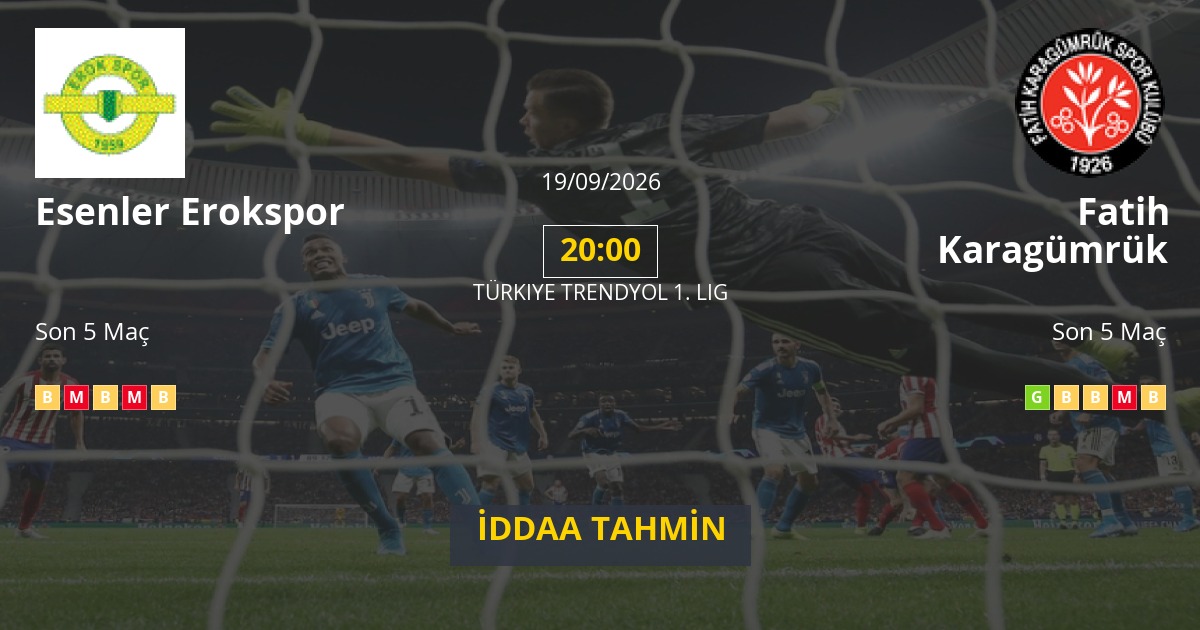 Esenler Erokspor Fatih Karagümrük İddaa Maç Tahmini 19 Eylül 2026