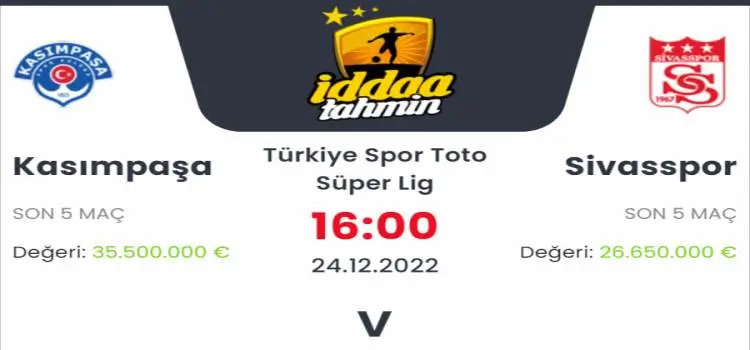 Kasımpaşa Sivasspor İddaa Maç Tahmini 24 Aralık 2022