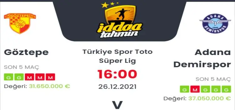 Göztepe Adana Demirspor İddaa Maç Tahmini 26 Aralık 2021