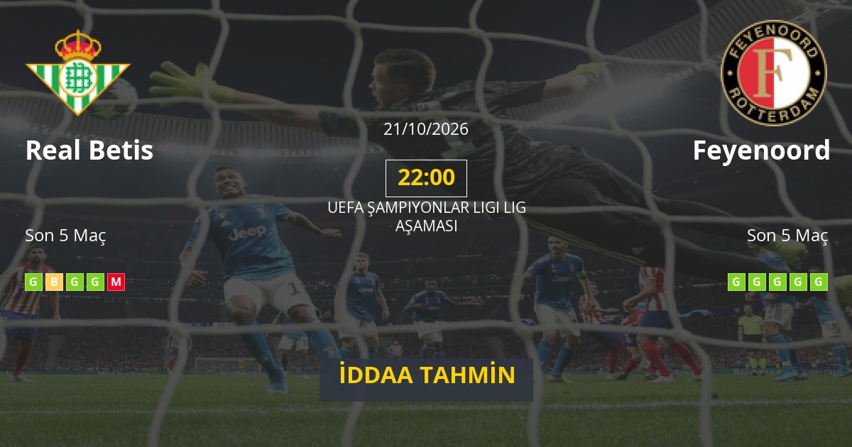 Real Betis Feyenoord İddaa Maç Tahmini 21 Ekim 2026