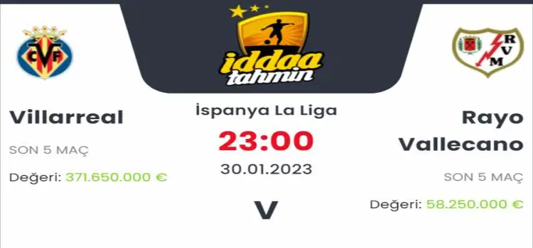 Villarreal Rayo Vallecano İddaa Maç Tahmini 30 Ocak 2023