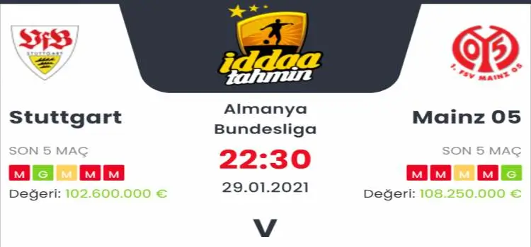Stuttgart Mainz Maç Tahmini ve İddaa Tahminleri : 29 Ocak 2021
