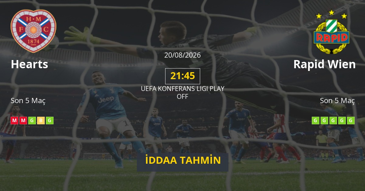 Hearts Rapid Wien İddaa Maç Tahmini 20 Ağustos 2026