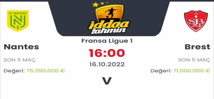 Nantes Brest İddaa Maç Tahmini 16 Ekim 2022