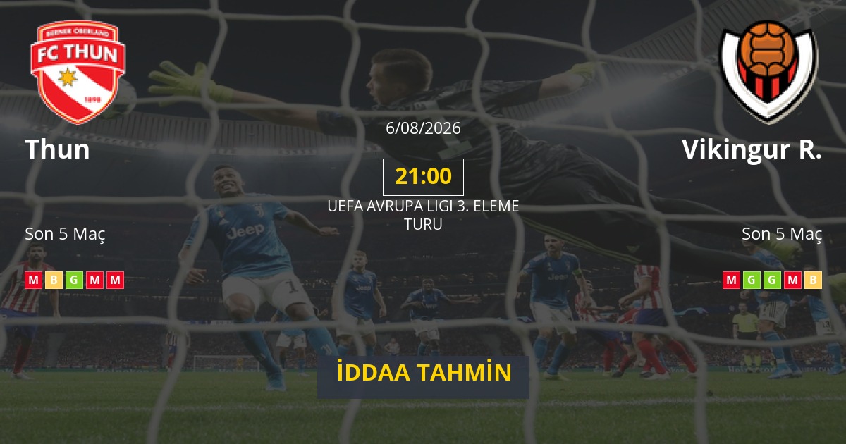 Thun Vikingur R. İddaa Maç Tahmini 06 Ağustos 2026