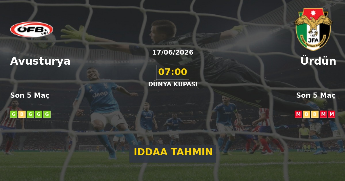 Avusturya Ürdün İddaa Maç Tahmini 17 Haziran 2026