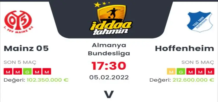 Mainz Hoffenheim İddaa Maç Tahmini 5 Şubat 2022