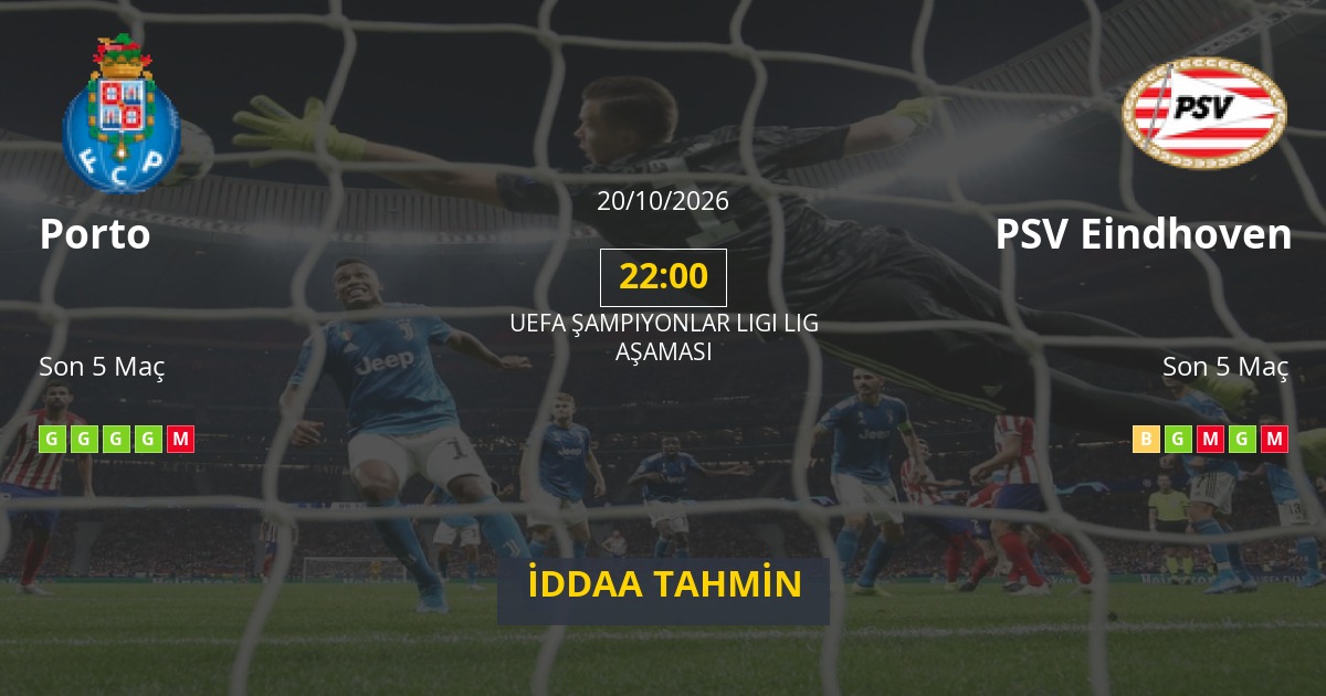 Porto PSV Eindhoven İddaa Maç Tahmini 20 Ekim 2026