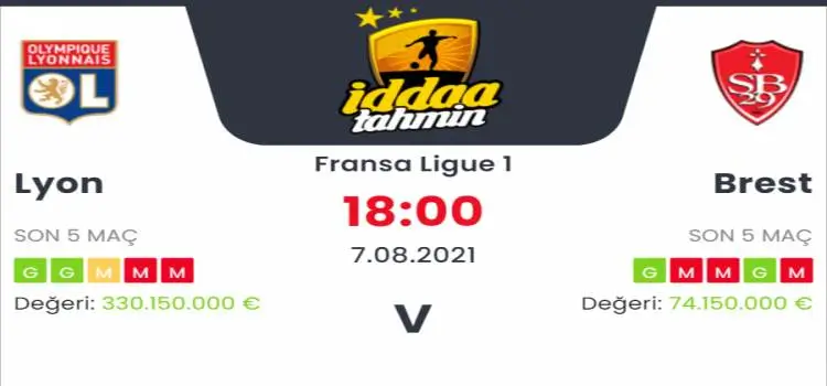 Lyon Brest İddaa Maç Tahmini 7 Ağustos 2021