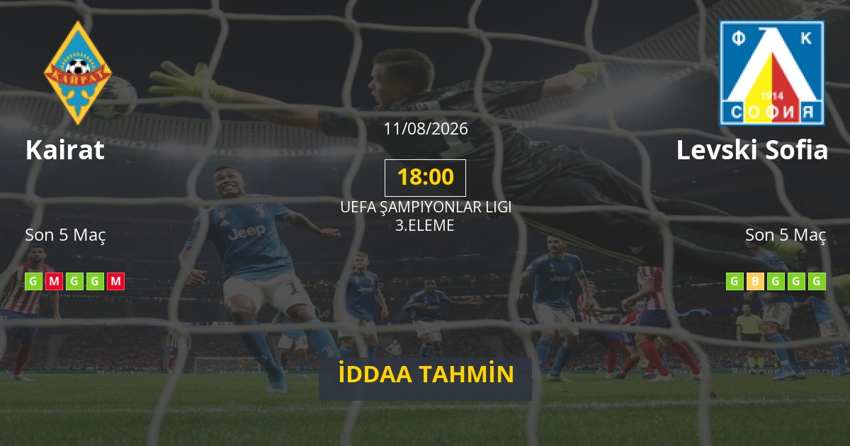 Kairat Levski Sofia İddaa Maç Tahmini 11 Ağustos 2026