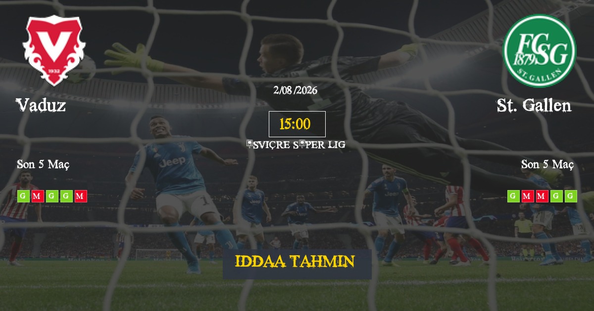 Vaduz St. Gallen İddaa Maç Tahmini 02 Ağustos 2026