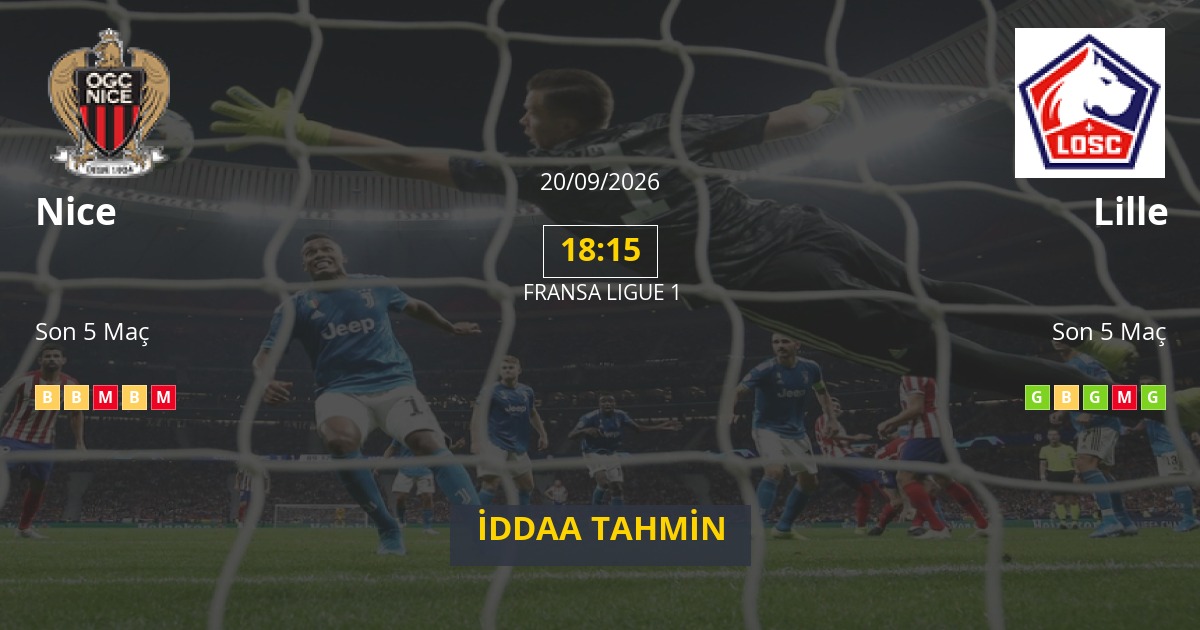 Nice Lille İddaa Maç Tahmini 20 Eylül 2026