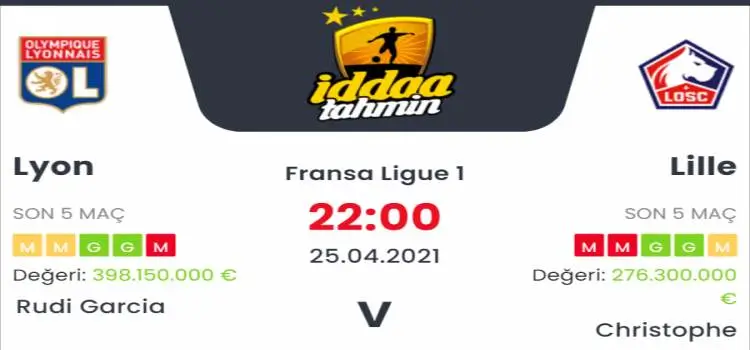 Lyon Lille İddaa Maç Tahmini 25 Nisan 2021