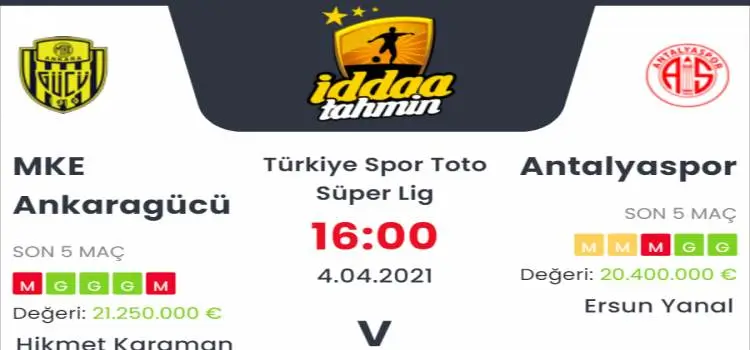 Ankaragücü Antalyaspor İddaa Maç Tahmini 4 Nisan 2021