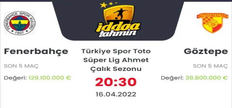 Fenerbahçe Göztepe İddaa ve Maç Tahmini 16 Nisan 2022