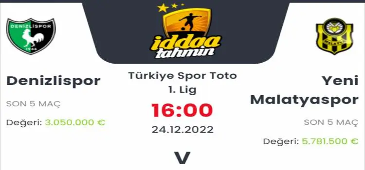 Denizlispor Yeni Malatyaspor İddaa Maç Tahmini 24 Aralık 2022