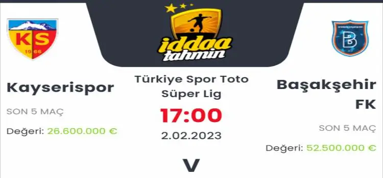 Kayserispor Başakşehir İddaa Maç Tahmini 2 Şubat 2023