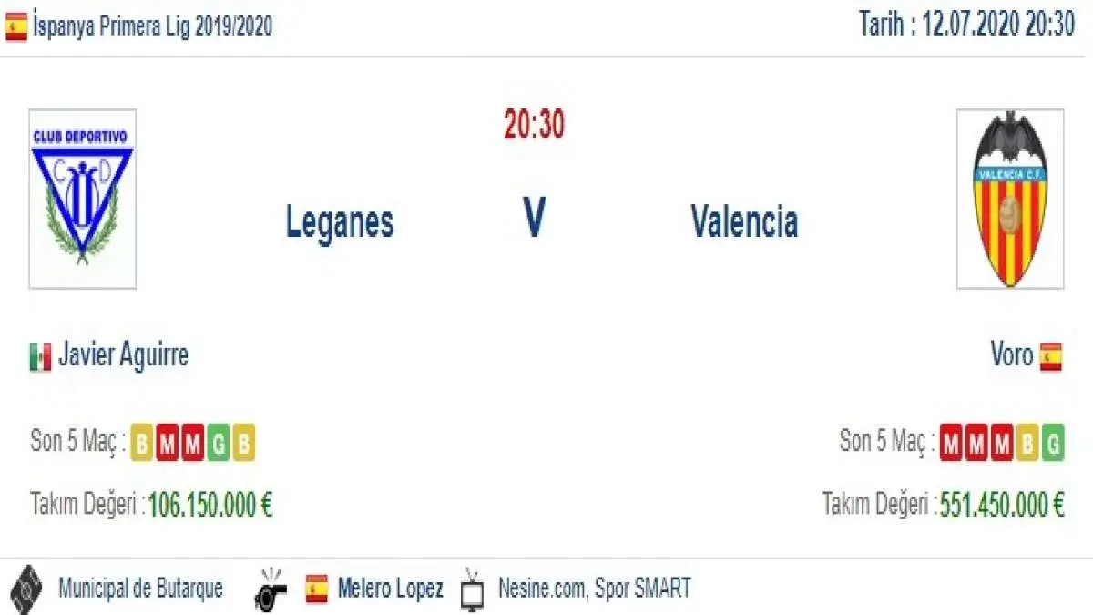 Leganes Valencia İddaa ve Maç Tahmini 12 Temmuz 2020