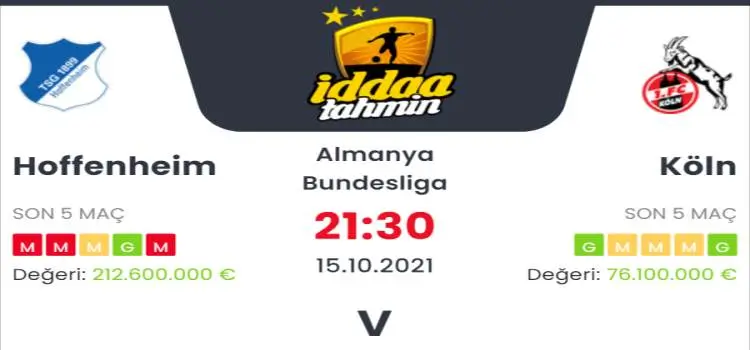 Hoffenheim Köln İddaa Maç Tahmini 15 Ekim 2021