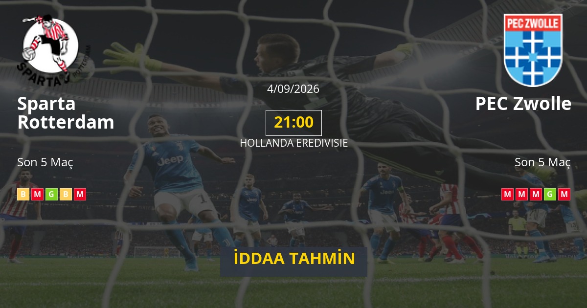 Sparta Rotterdam PEC Zwolle İddaa Maç Tahmini 04 Eylül 2026