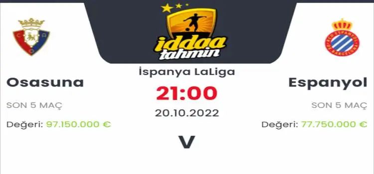 Osasuna Espanyol İddaa Maç Tahmini 20 Ekim 2022