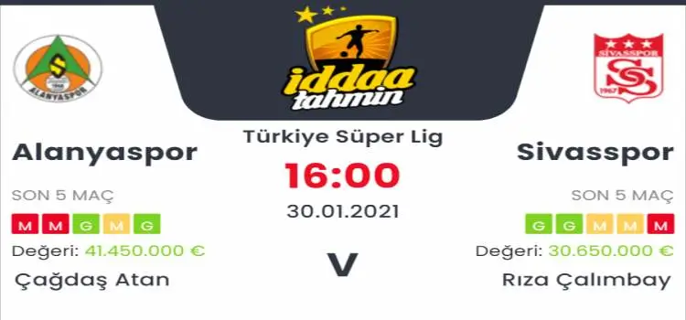 Alanyaspor Sivasspor Maç Tahmini ve İddaa Tahminleri :30 Ocak 2021