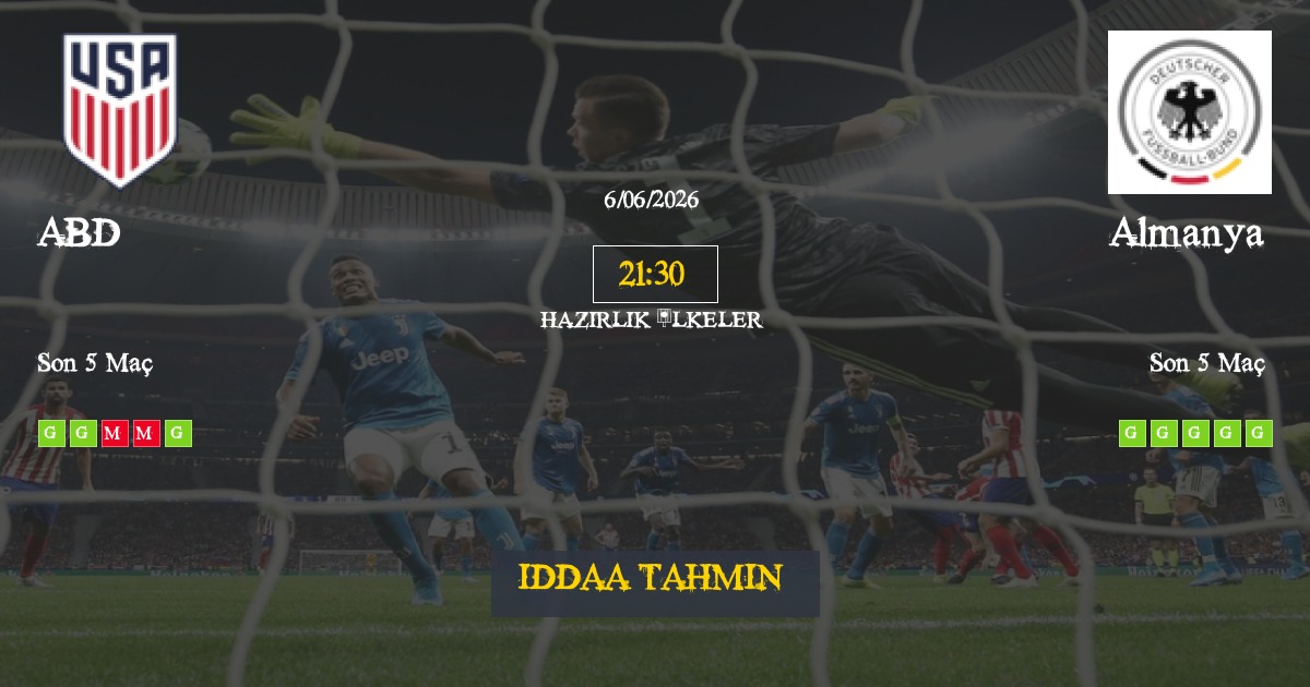 ABD Almanya İddaa Maç Tahmini 06 Haziran 2026