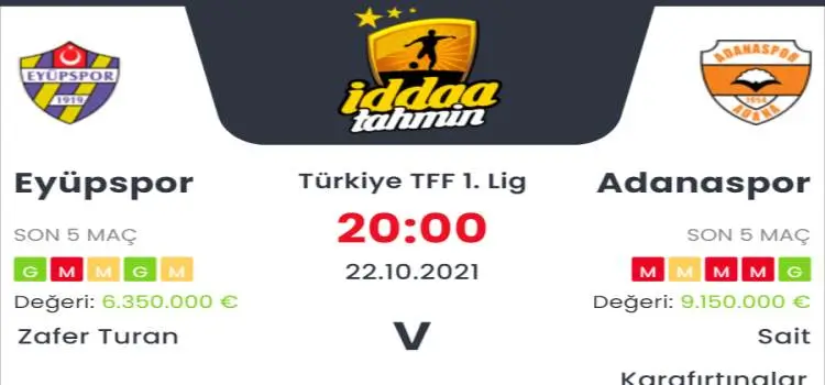 Eyüpspor Adanaspor İddaa Maç Tahmini 22 Ekim 2021