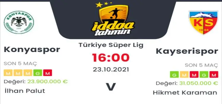 Konyaspor Kayserispor İddaa Maç Tahmini 23 Ekim 2021