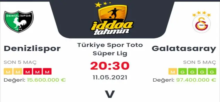 Denizlispor Galatasaray İddaa Maç Tahmini 11 Mayıs 2021