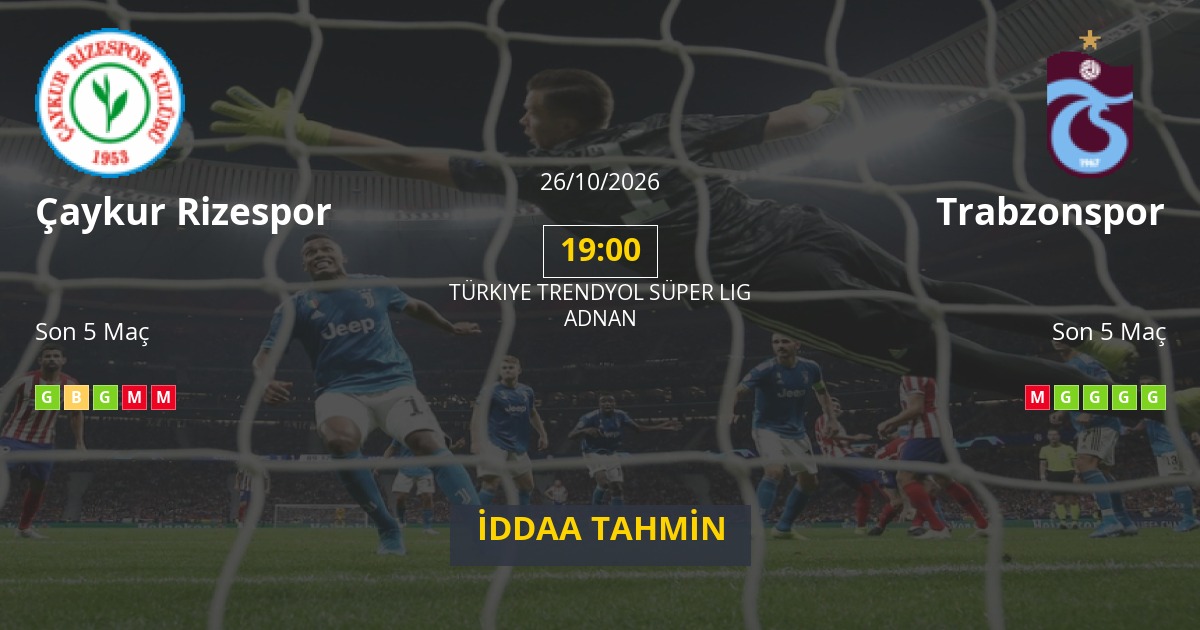 Çaykur Rizespor Trabzonspor İddaa Maç Tahmini 26 Ekim 2026