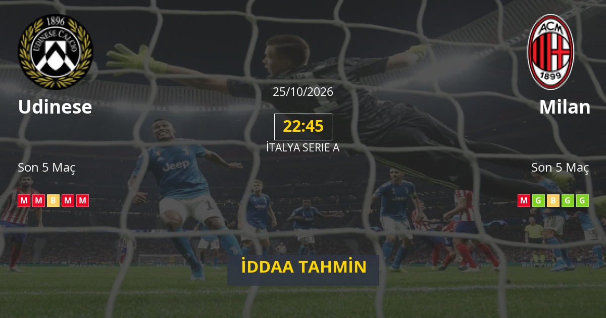 Udinese Milan İddaa Maç Tahmini 25 Ekim 2026