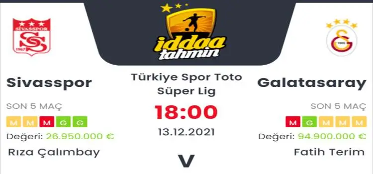 Sivasspor Galatasaray İddaa Maç Tahmini 13 Aralık 2021