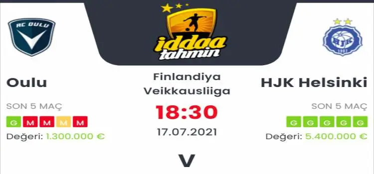 Oulu HJK Helsinki İddaa Maç Tahmini 17 Temmuz 2021