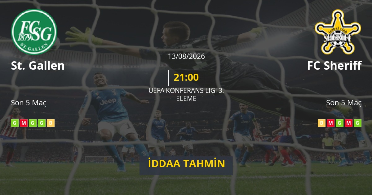 St. Gallen FC Sheriff İddaa Maç Tahmini 13 Ağustos 2026