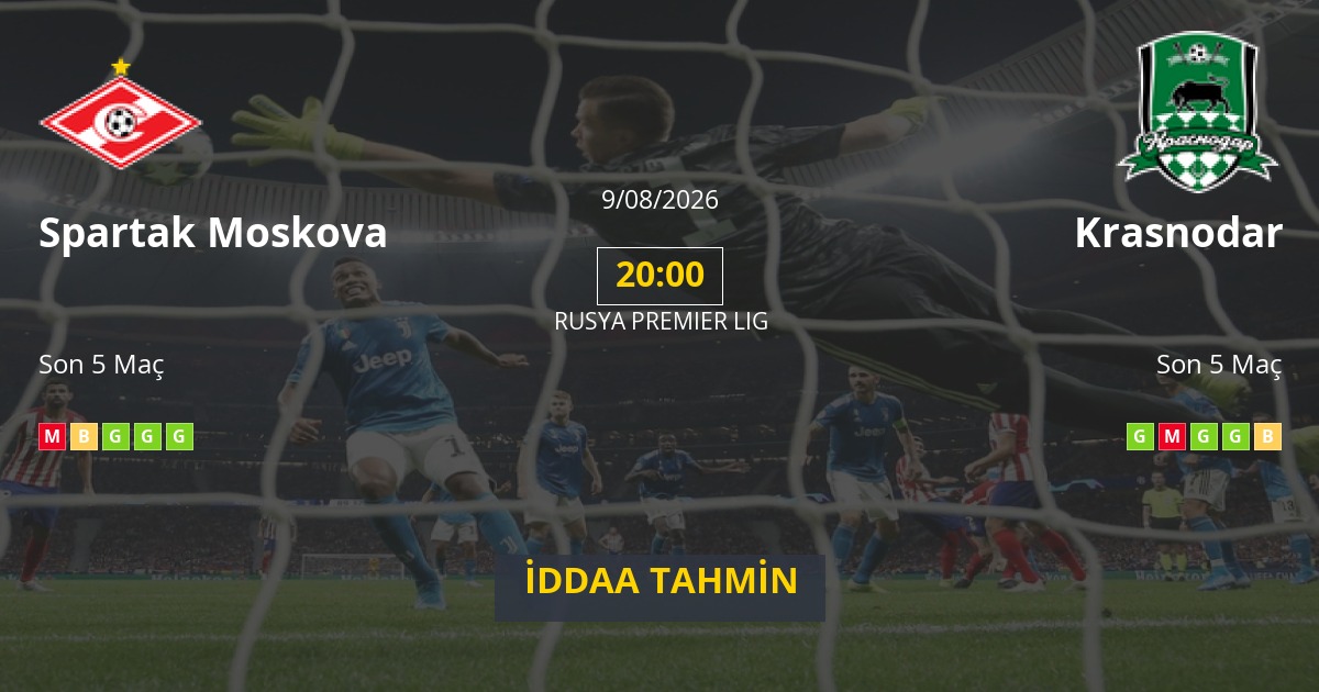 Spartak Moskova Krasnodar İddaa Maç Tahmini 09 Ağustos 2026