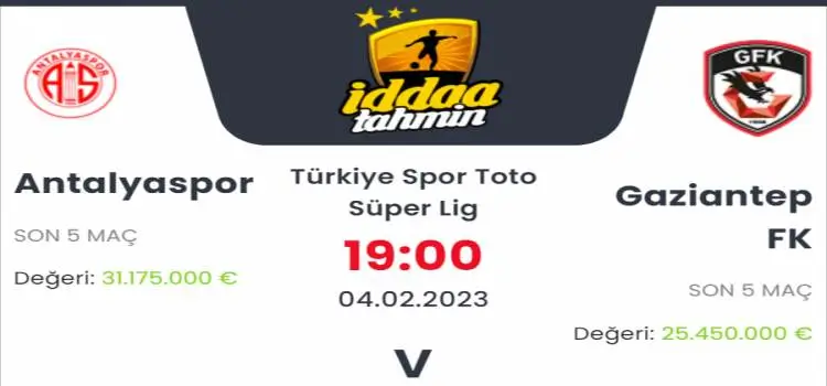 Antalyaspor Gaziantep İddaa Maç Tahmini 4 Şubat 2023