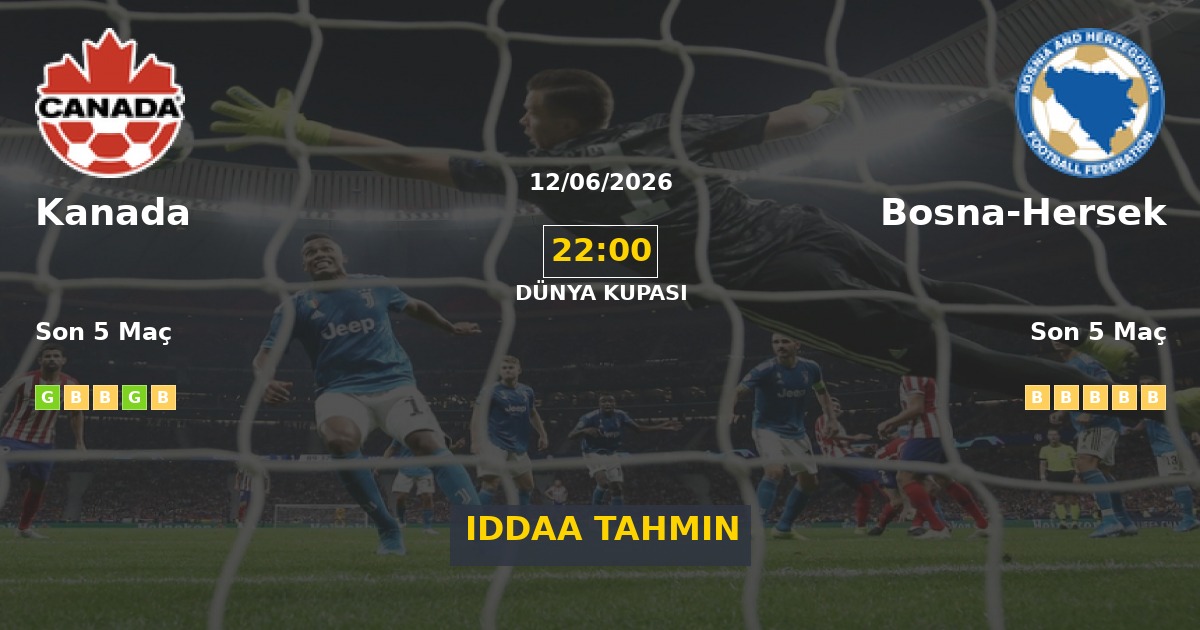 Kanada Bosna-Hersek İddaa Maç Tahmini 12 Haziran 2026