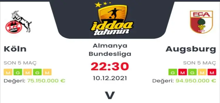 Köln Augsburg İddaa Maç Tahmini 10 Aralık 2021