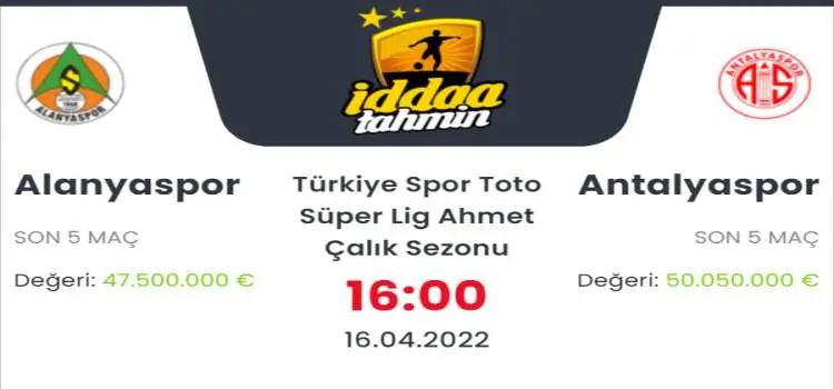 Alanyaspor Antalyaspor İddaa ve Maç Tahmini 16 Nisan 2022