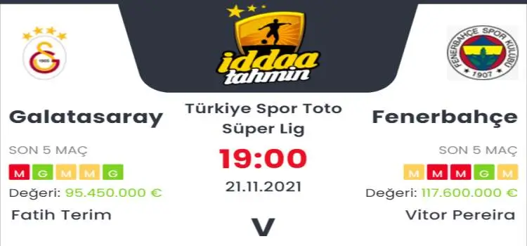 Galatasaray Fenerbahçe İddaa Maç Tahmini 21 Kasım 2021