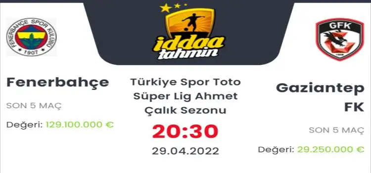 Fenerbahçe Gaziantep İddaa Maç Tahmini 29 Nisan 2022