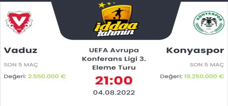 Vaduz Konyaspor İddaa Maç Tahmini 4 Ağustos 2022