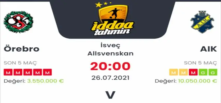 Orebro AIK Stockholm İddaa Maç Tahmini 26 Temmuz 2021