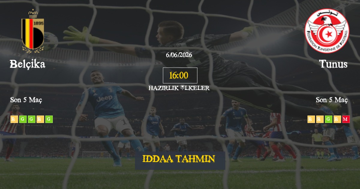 Belçika Tunus İddaa Maç Tahmini 06 Haziran 2026