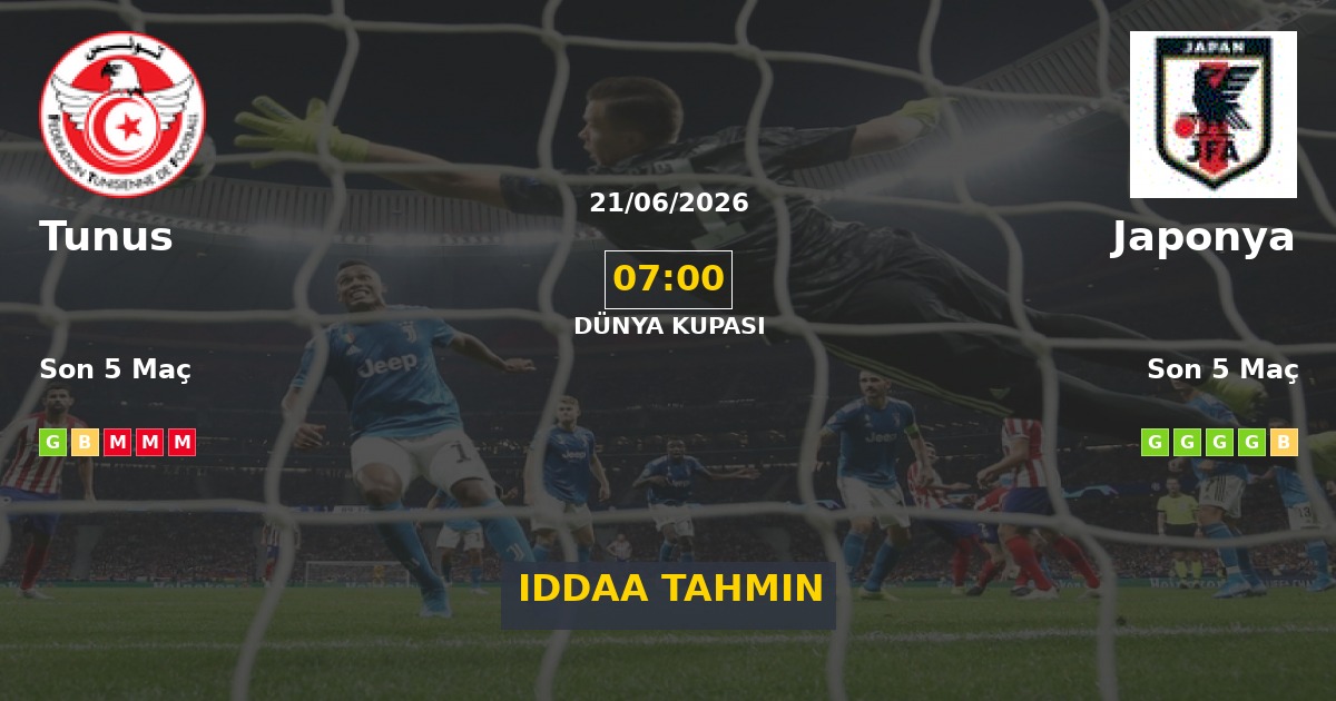 Tunus Japonya İddaa Maç Tahmini 21 Haziran 2026