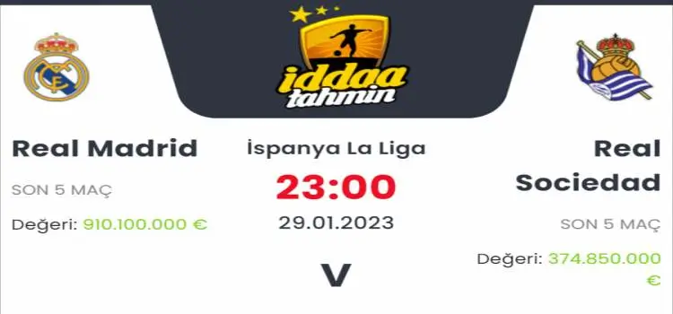 Real Madrid Real Sociedad İddaa Maç Tahmini 29 Ocak 2023