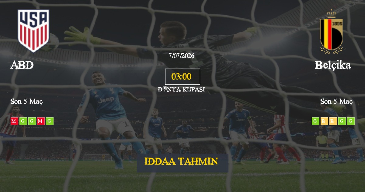 ABD Belçika İddaa Maç Tahmini 07 Temmuz 2026