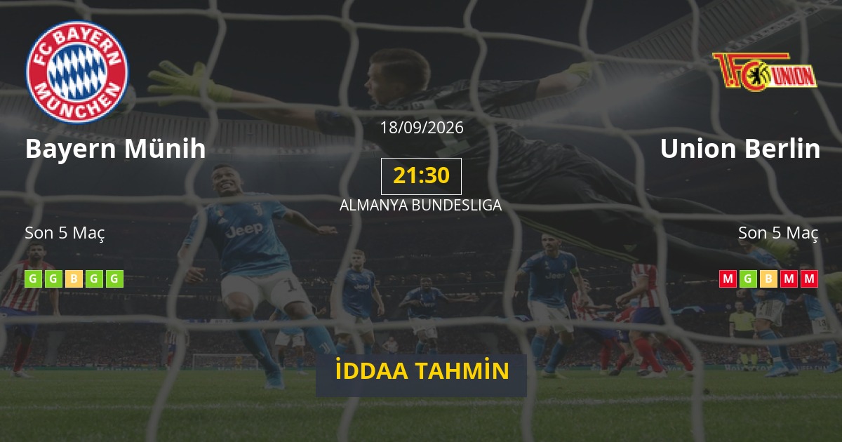Bayern Münih Union Berlin İddaa Maç Tahmini 18 Eylül 2026