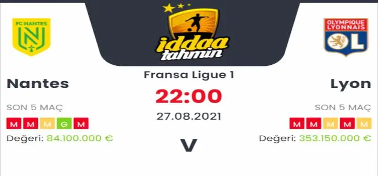 Nantes Lyon İddaa Maç Tahmini 27 Ağustos 2021